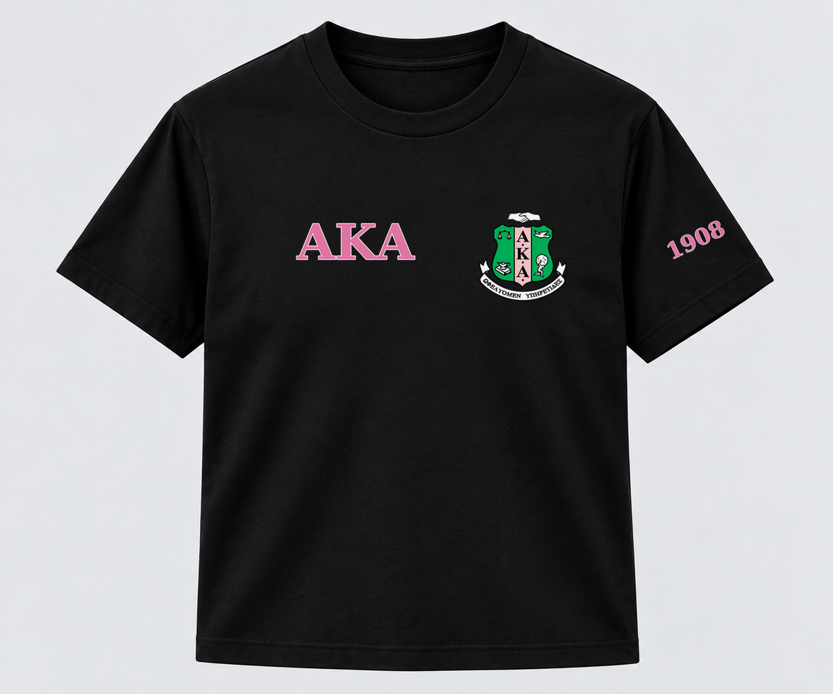 Alpha Kappa Alpha Black classic printed T-shirt — shirt-only mockup