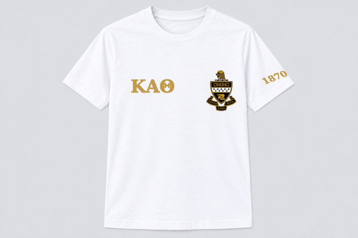 Kappa Alpha Theta White classic printed T-shirt — shirt-only mockup