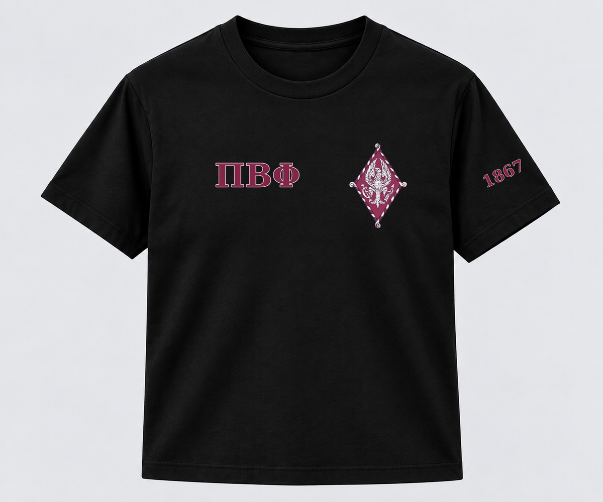 Pi Beta Phi Black classic printed T-shirt — shirt-only mockup