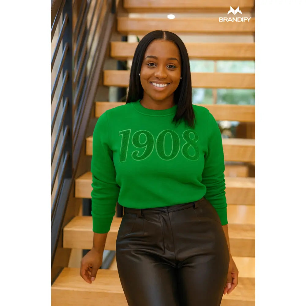 Custom Solid Color Alpha Kappa Alpha Chenille Sweatshirt front view with raised chenille Greek lettering