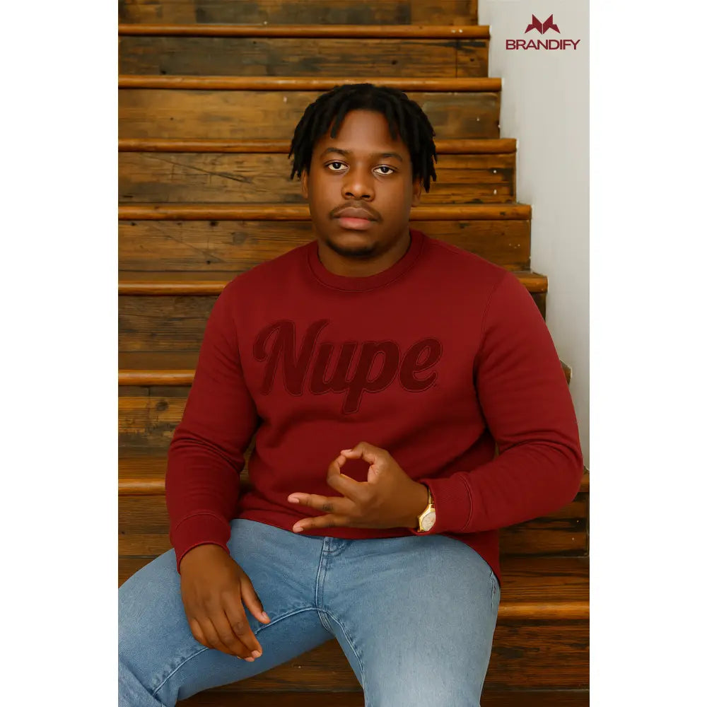Custom Solid Color Kappa Alpha Psi Chenille Sweatshirt front view with raised chenille Greek lettering