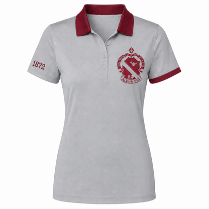 2 Tone Silver & Bordeaux Alpha Phi Embroidered Polo Shirt – Personalized Sorority Polo - product image 2