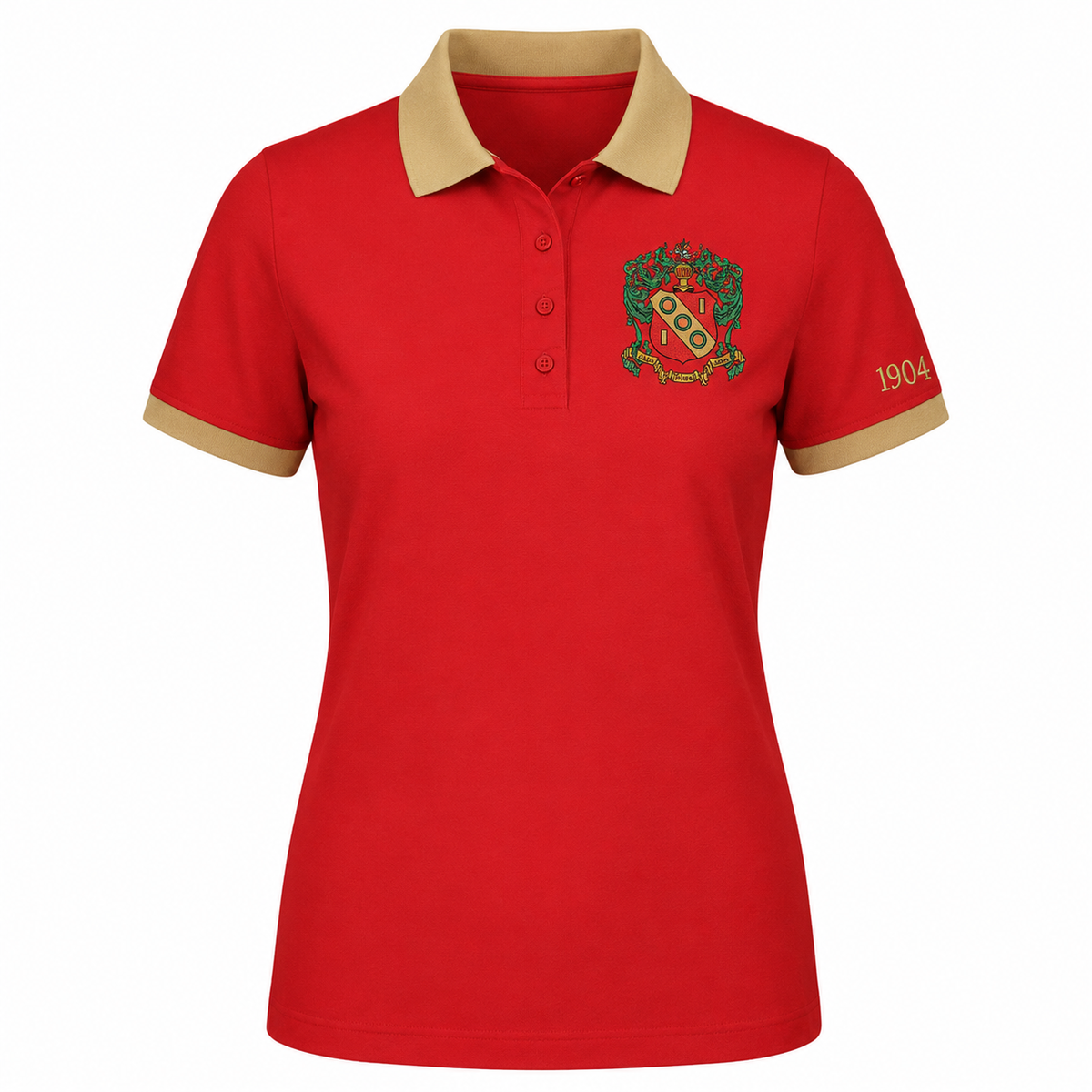 2 Tone Red & Buff Alpha Gamma Delta Embroidered Polo Shirt – Personalized Sorority Polo - product image 2