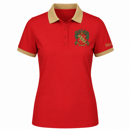 2 Tone Red & Buff Alpha Gamma Delta Embroidered Polo Shirt – Personalized Sorority Polo - product image 2
