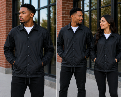 Black Premium Custom Line Jacket – Made to Order Coach Jacket with Personalization Options (Copy)