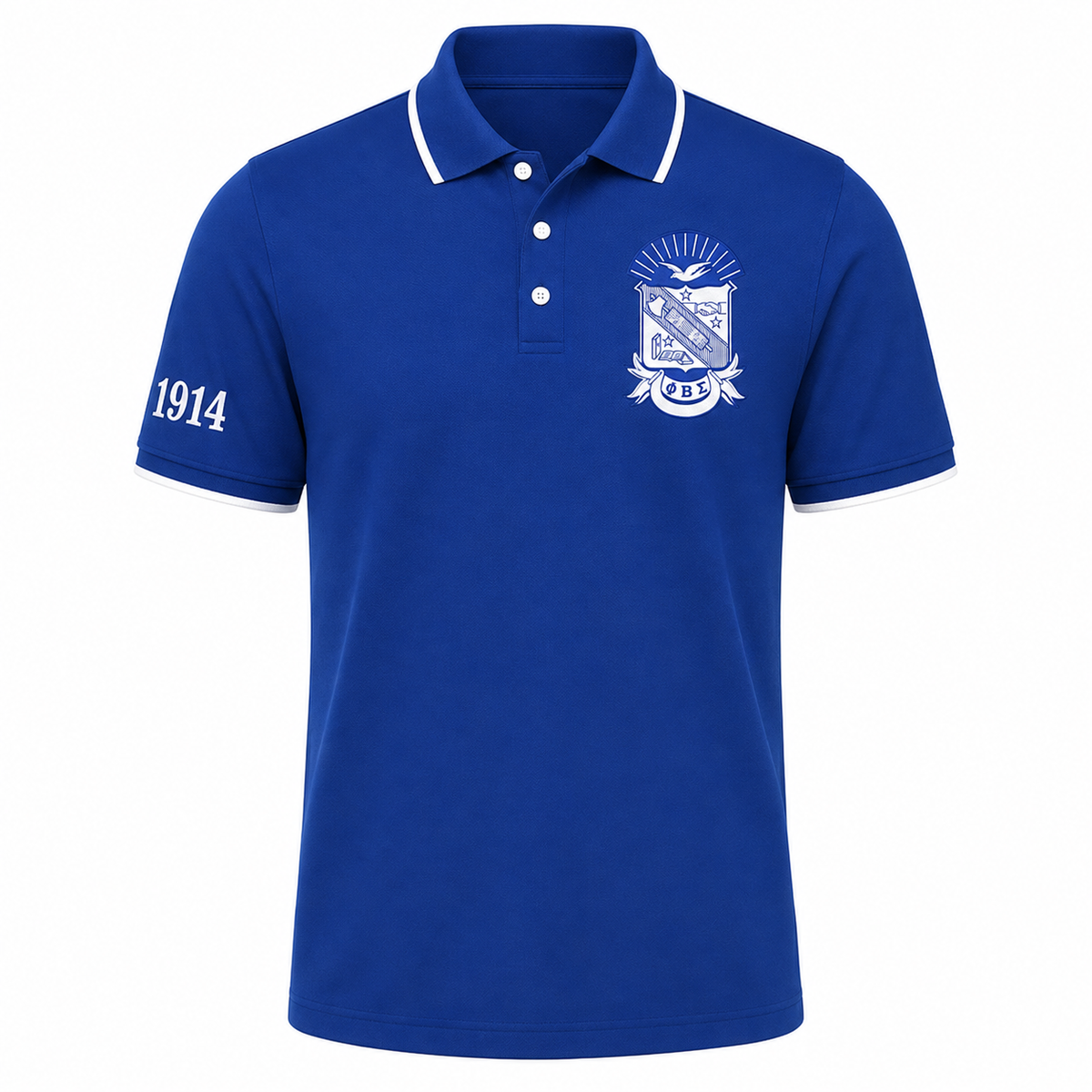 2 Tone Royal Blue & Pure White Phi Beta Sigma Embroidered Polo Shirt – Personalized Fraternity Polo - product image 2