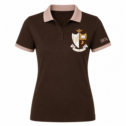 2 Tone Brown & Mode Gamma Phi Beta Embroidered Polo Shirt – Personalized Sorority Polo - product image 2