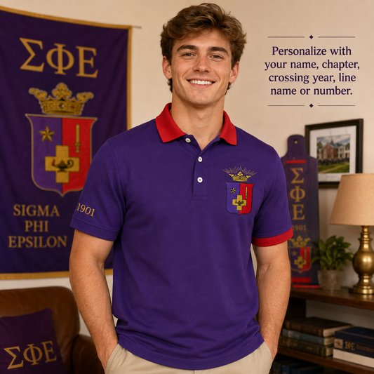 2 Tone Purple & Red Sigma Phi Epsilon Personalized Embroidered Polo Shirt – Personalized | Pirani9
