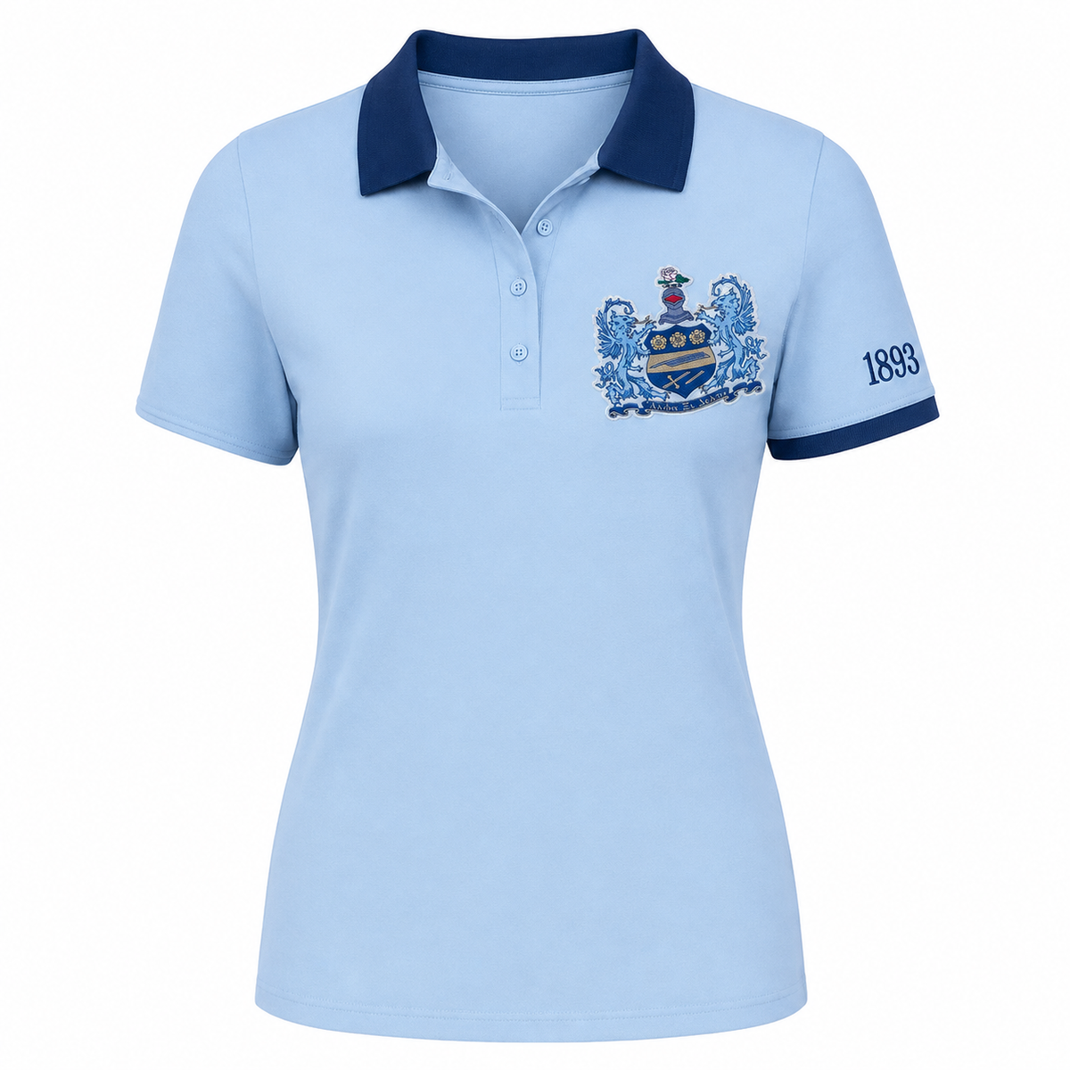 2 Tone Light Blue & Dark Blue Alpha Xi Delta Embroidered Polo Shirt – Personalized Sorority Polo - product image 2