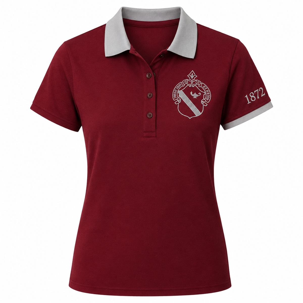 2 Tone Bordeaux & Silver Alpha Phi Embroidered Polo Shirt – Personalized Sorority Polo - product image 2