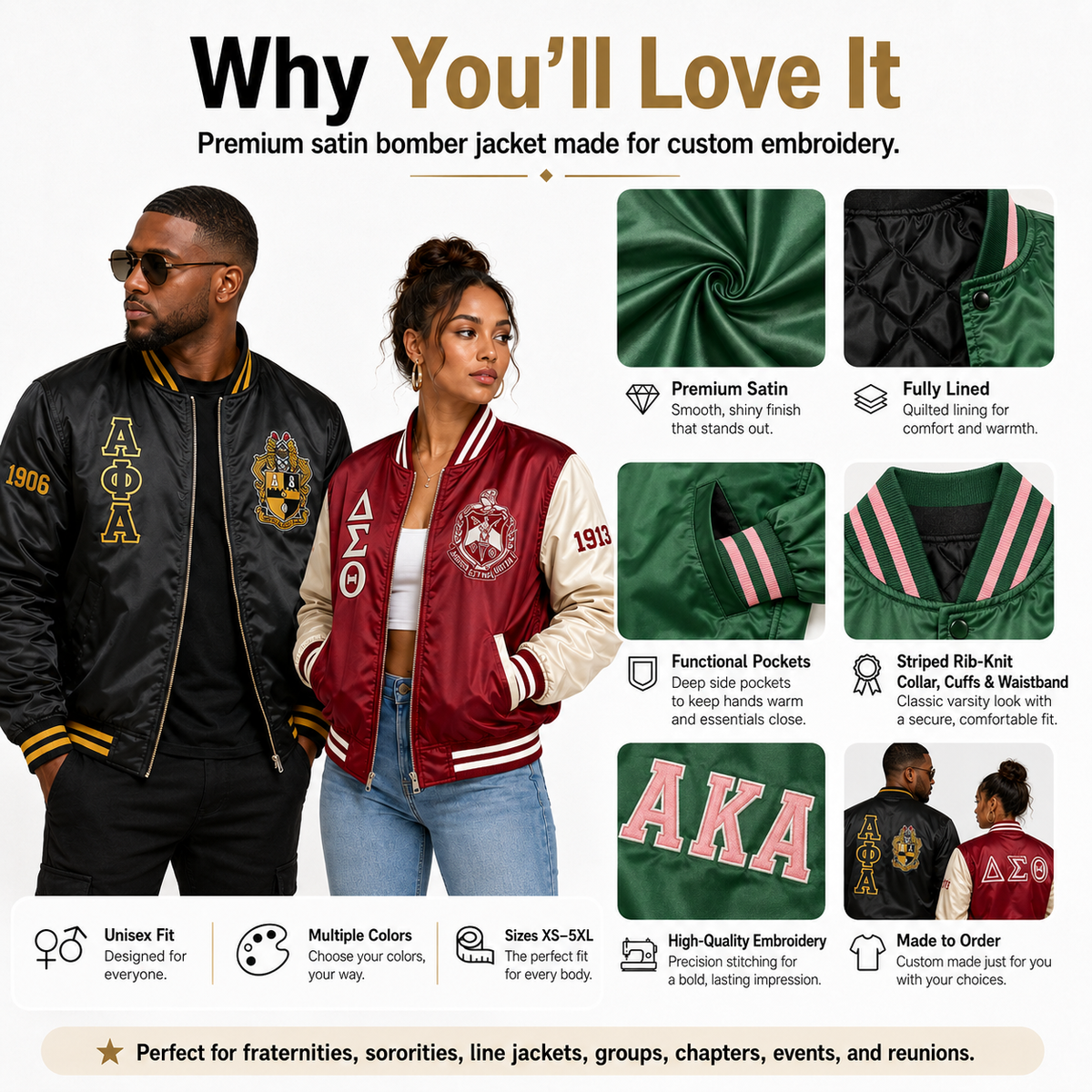 Custom Satin Bomber Jacket – Personalized Embroidered Jacket - product image 2
