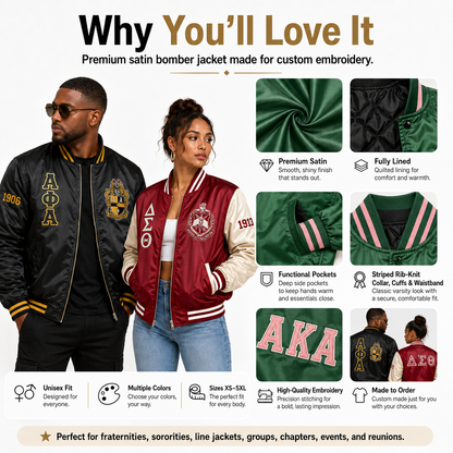 Custom Satin Bomber Jacket – Personalized Embroidered Jacket - product image 2