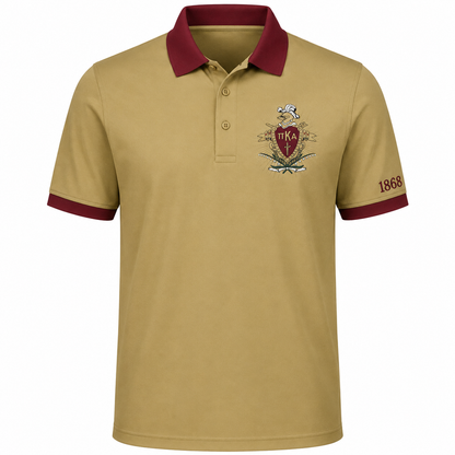 2 Tone Old Gold & Garnet Pi Kappa Alpha Embroidered Polo Shirt – Personalized Fraternity Polo - product image 2