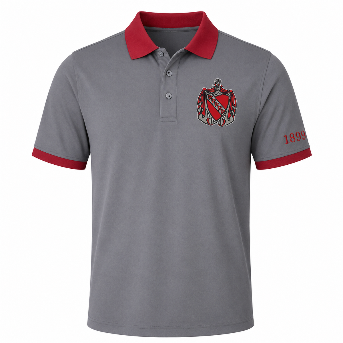 2 Tone Gray & Cherry Tau Kappa Epsilon Embroidered Polo Shirt – Personalized Fraternity Polo - product image 2