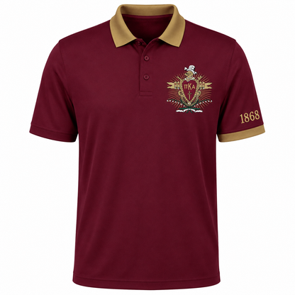 2 Tone Garnet & Old Gold Pi Kappa Alpha Embroidered Polo Shirt – Personalized Fraternity Polo - product image 2