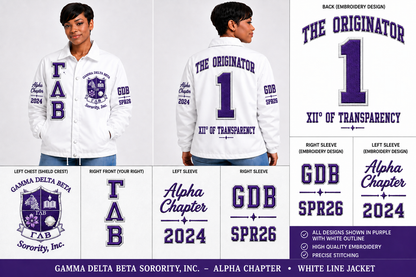 Gamma Delta Beta Sorority Alpha Chapter Personalized Embroidered Line Jacket – Personalized | Pirani9