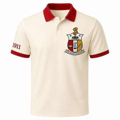 2 Tone Cream & Crimson Kappa Alpha Psi Embroidered Polo Shirt – Personalized Fraternity Polo - product image 2