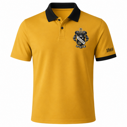 2 Tone Gold & Black Sigma Nu Embroidered Polo Shirt – Personalized Fraternity Polo - product image 2