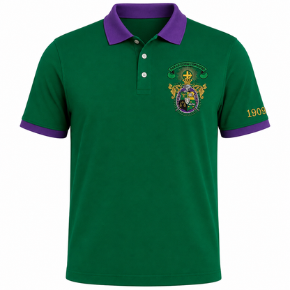 2 Tone Green & Purple Lambda Chi Alpha Embroidered Polo Shirt – Personalized Fraternity Polo - product image 2