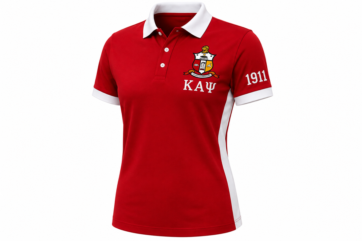 2 Tone Crimson & Cream Kappa Alpha Psi Embroidered Polo Shirt – Personalized Fraternity Polo - product image 2
