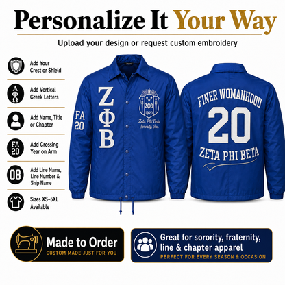 Custom Nylon Line Crossing Jacket – Design Your Own Sorority & Fraternity Jacket - product image 3