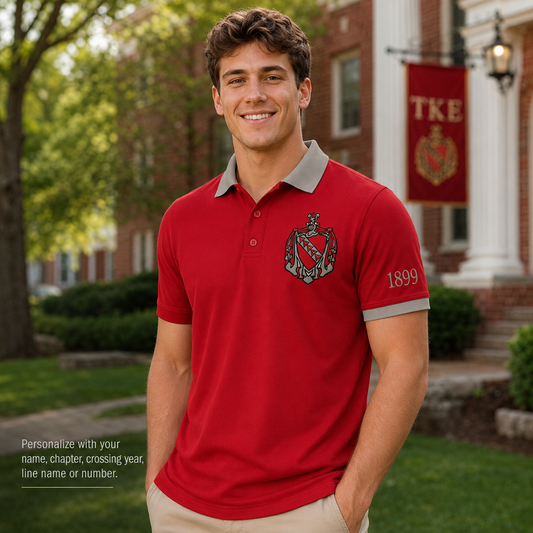 2 Tone Cherry & Gray Tau Kappa Epsilon Personalized Embroidered Polo Shirt – Personalized | Pirani9