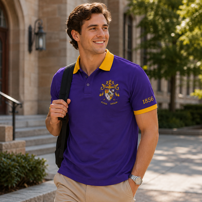 2 Tone Royal Purple & Old Gold Sigma Alpha Epsilon Embroidered Polo Shirt – Personalized Fraternity Polo - product image 3