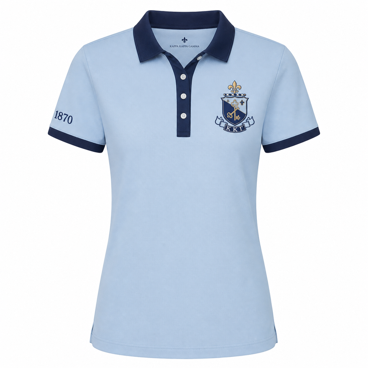 2 Tone Light Blue & Dark Blue Kappa Kappa Gamma Embroidered Polo Shirt – Personalized Sorority Polo - product image 2