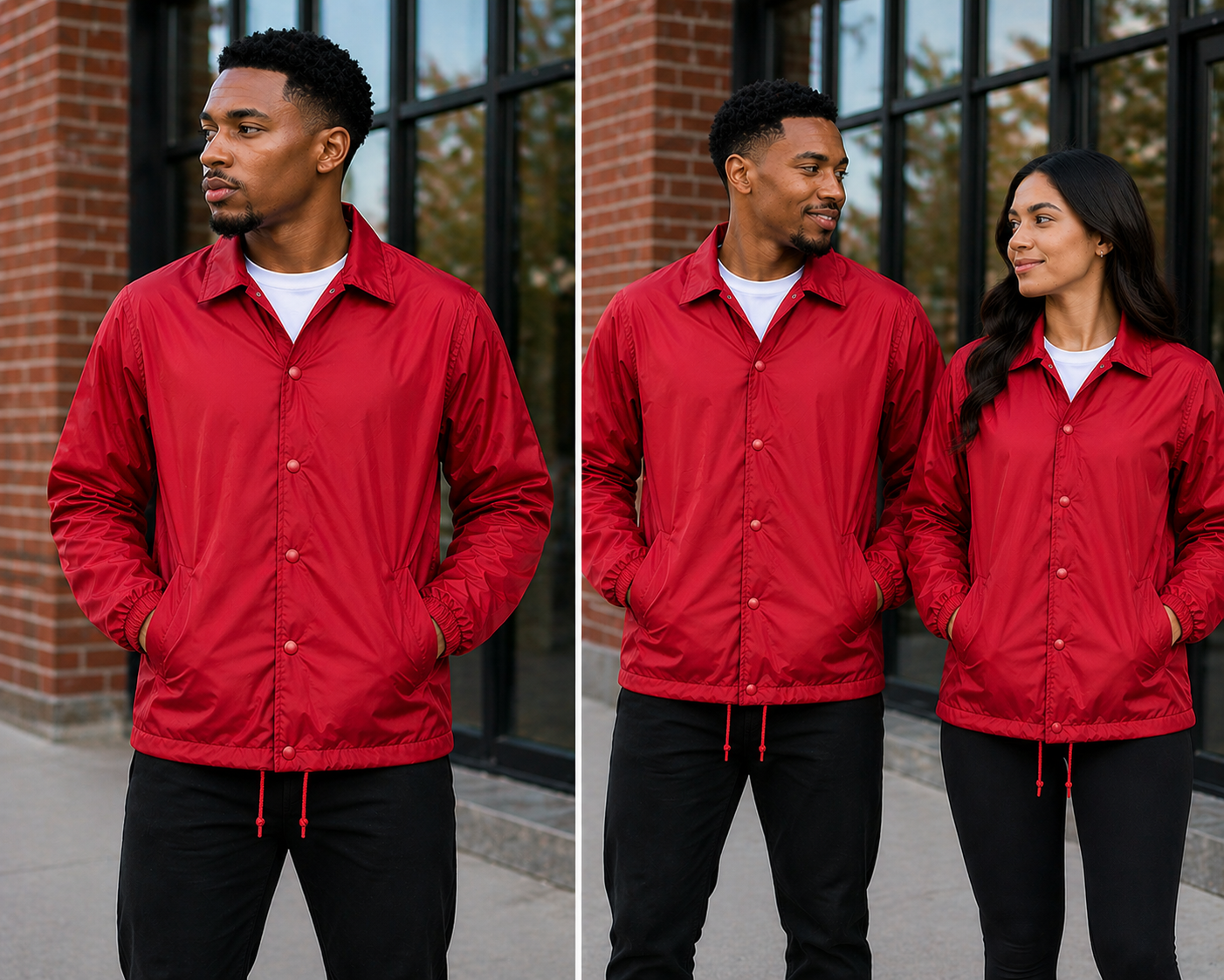 Red Premium Custom Line Jacket – Made to Order Coach Jacket with Personalization Options (Copy) (Copy)