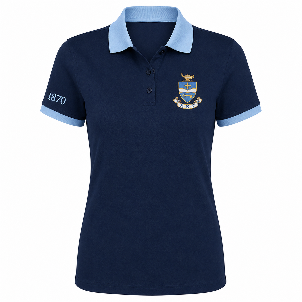 2 Tone Dark Blue & Light Blue Kappa Kappa Gamma Embroidered Polo Shirt – Personalized Sorority Polo - product image 2
