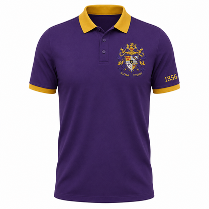 2 Tone Royal Purple & Old Gold Sigma Alpha Epsilon Embroidered Polo Shirt – Personalized Fraternity Polo - product image 2