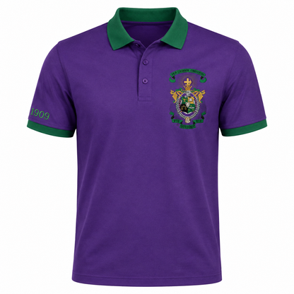 2 Tone Purple & Green Lambda Chi Alpha Embroidered Polo Shirt – Personalized Fraternity Polo - product image 2