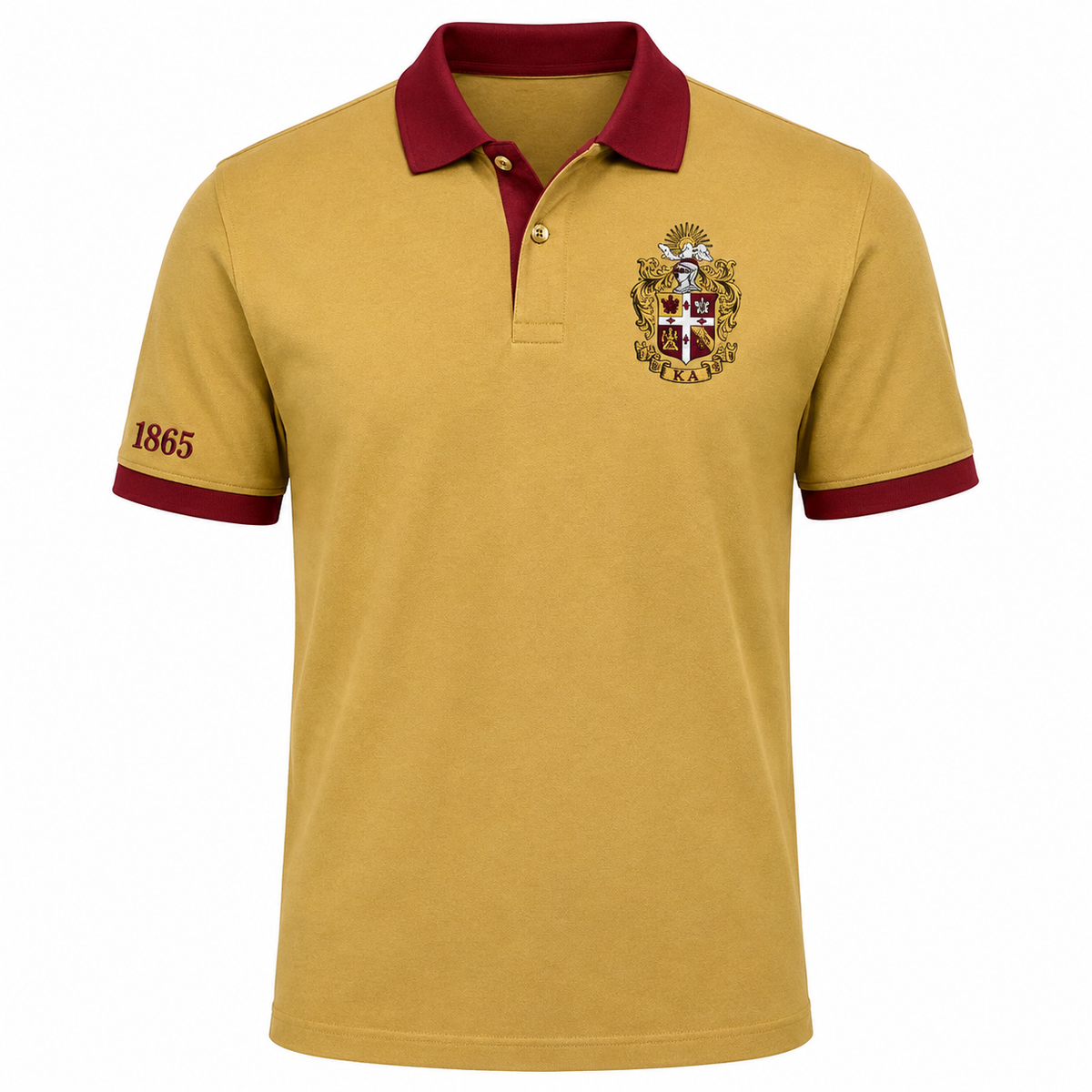 2 Tone Old Gold & Crimson Kappa Alpha Order Embroidered Polo Shirt – Personalized Fraternity Polo - product image 2