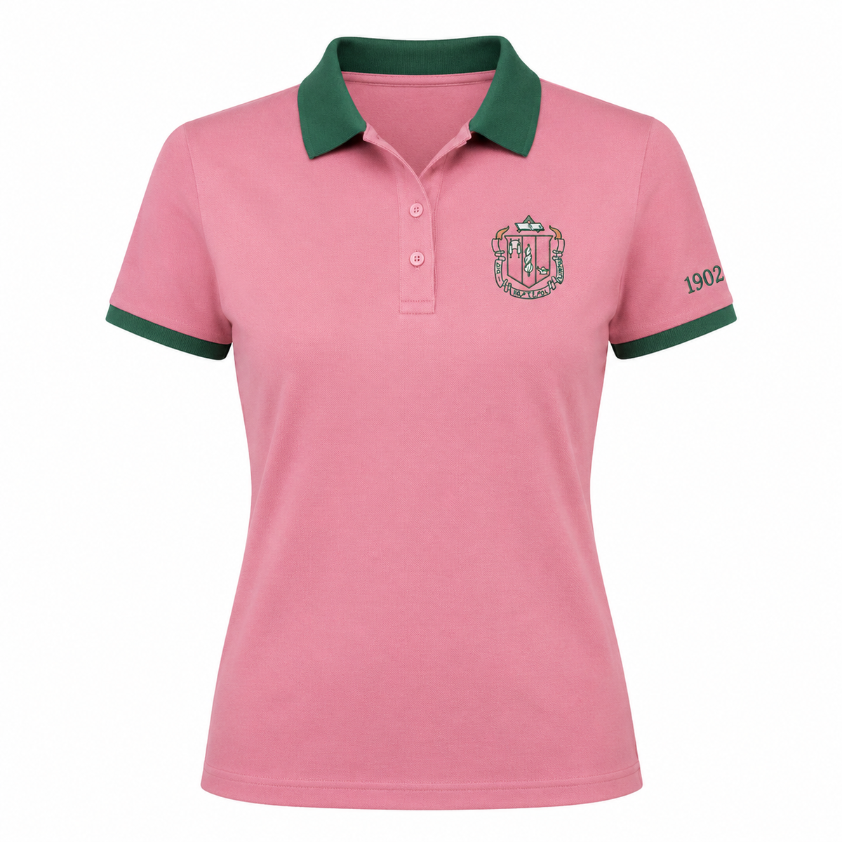 2 Tone Rose & Green Delta Zeta Embroidered Polo Shirt – Personalized Sorority Polo - product image 2