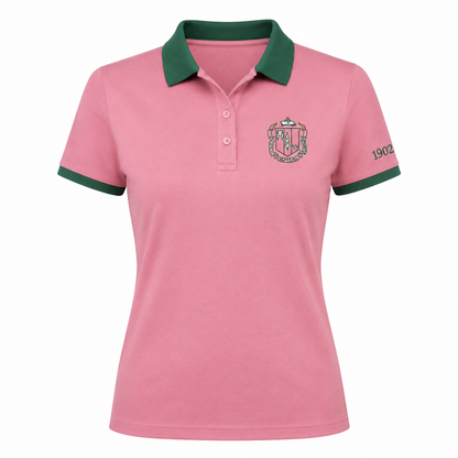 2 Tone Rose & Green Delta Zeta Embroidered Polo Shirt – Personalized Sorority Polo - product image 2
