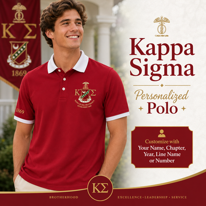 2 Tone Scarlet & White Kappa Sigma Embroidered Polo Shirt – Personalized Fraternity Polo - product image 1
