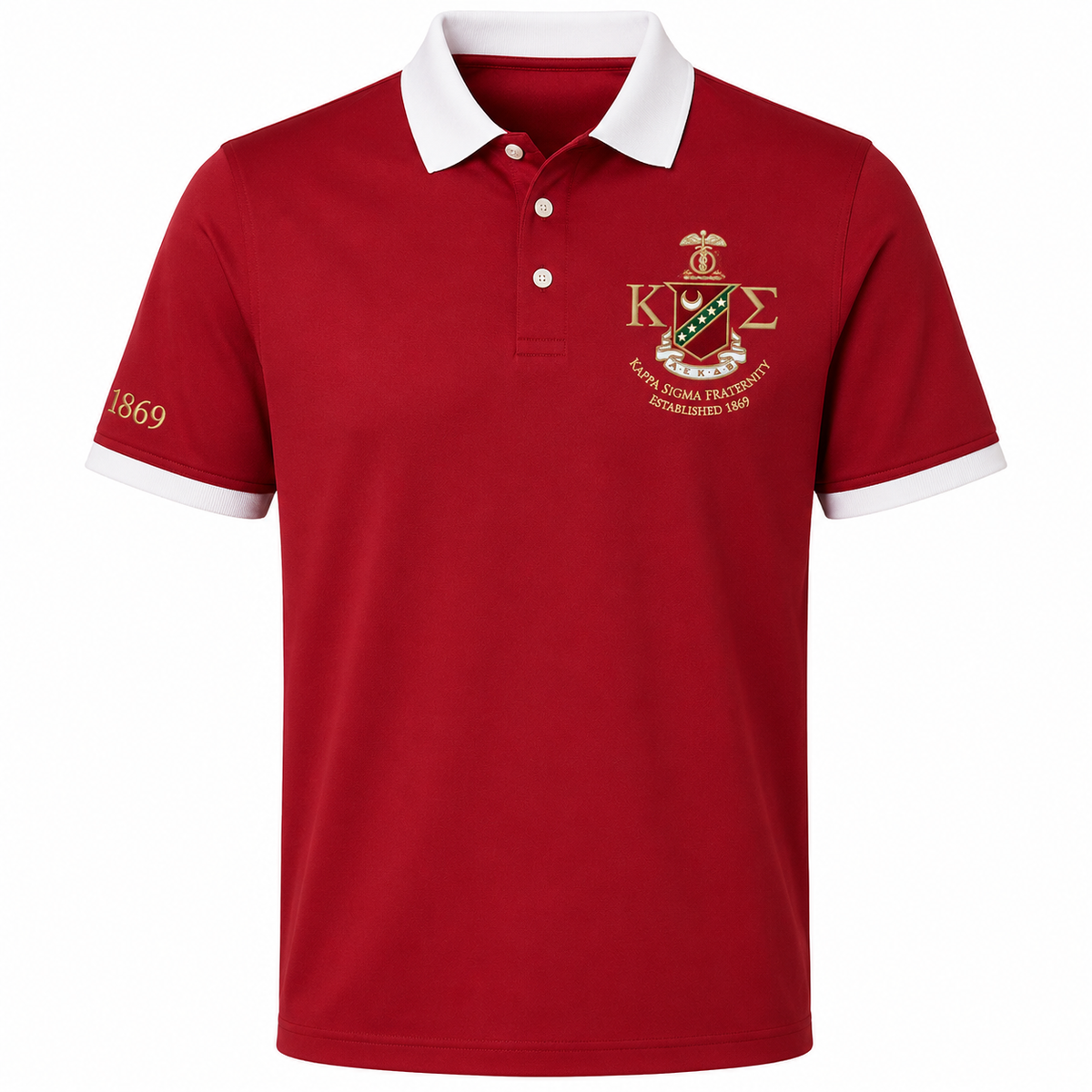 2 Tone Scarlet & White Kappa Sigma Embroidered Polo Shirt – Personalized Fraternity Polo - product image 3