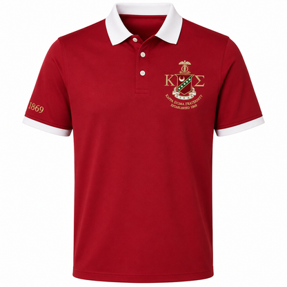 2 Tone Scarlet & White Kappa Sigma Embroidered Polo Shirt – Personalized Fraternity Polo - product image 3