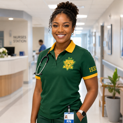 Chi Eta Phi Sorority Polo Shirt, Green Gold Personalized Embroidered Nursing – Personalized | Pirani9