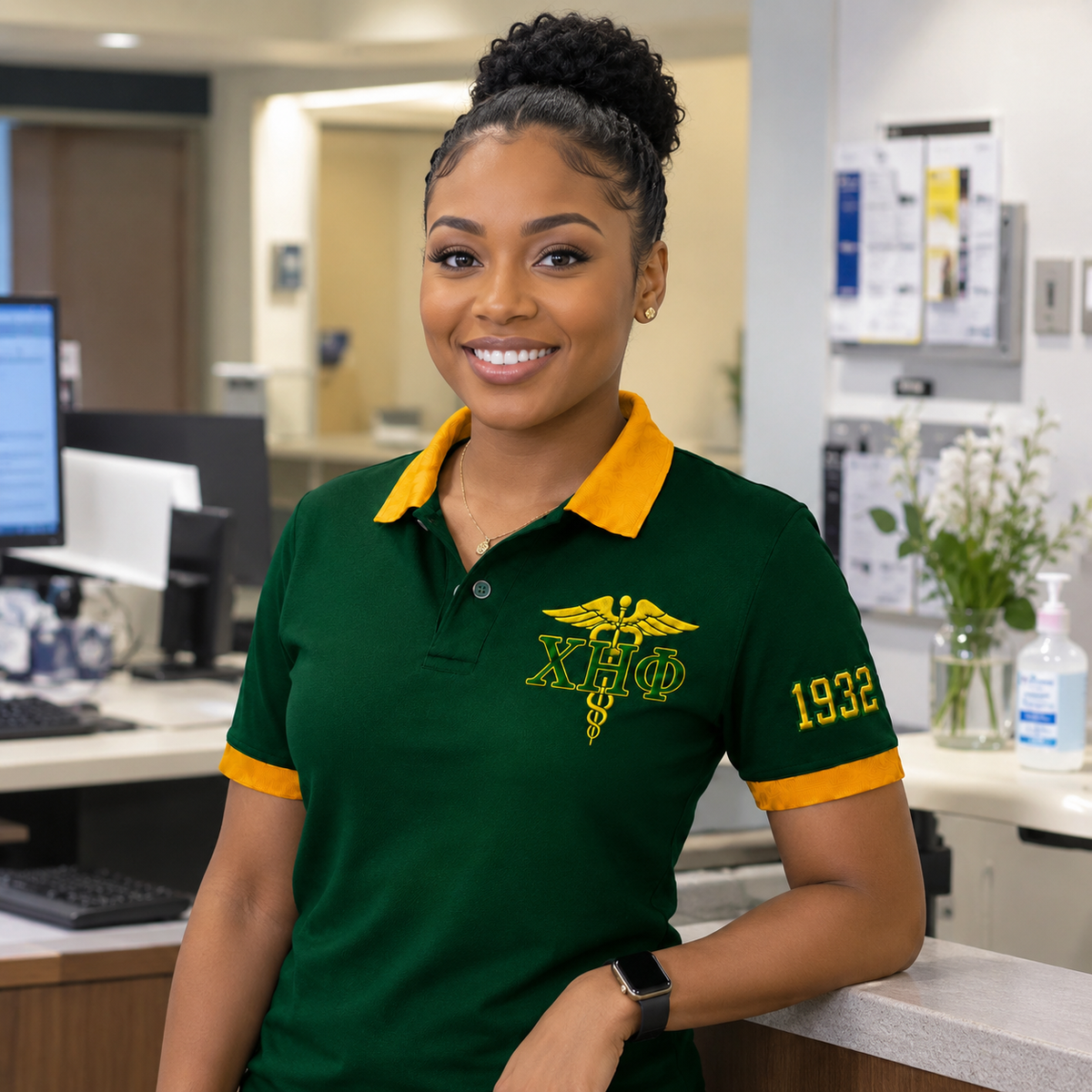 Chi Eta Phi Sorority Polo Shirt, Green Gold Nursing Sorority Polo, XHΦ 1932 – Personalized | Pirani9