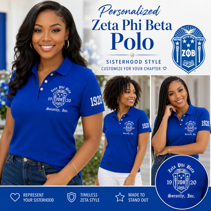 Blue Zeta Phi Beta Embroidered Polo Shirt – Personalized Sorority Polo with Crest and 1920 (Copy) - product image 2