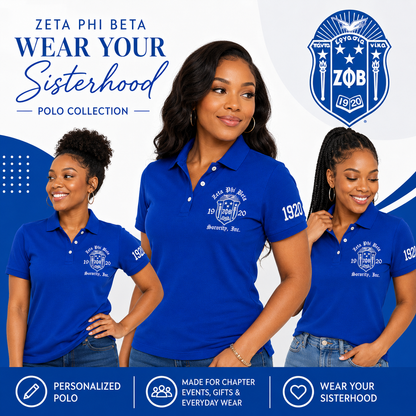 Blue Zeta Phi Beta Embroidered Polo Shirt – Personalized Sorority Polo with Crest and 1920 (Copy) - product image 5