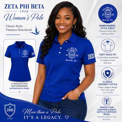 Blue Zeta Phi Beta Embroidered Polo Shirt – Personalized Sorority Polo with Crest and 1920 (Copy) - product image 6