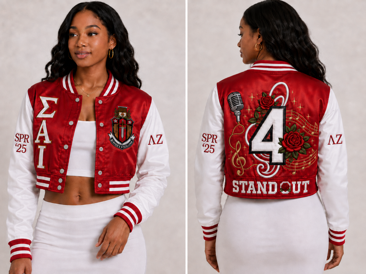 Made-to-Order Satin Varsity Jacket – Shanía Evans | Pirani9