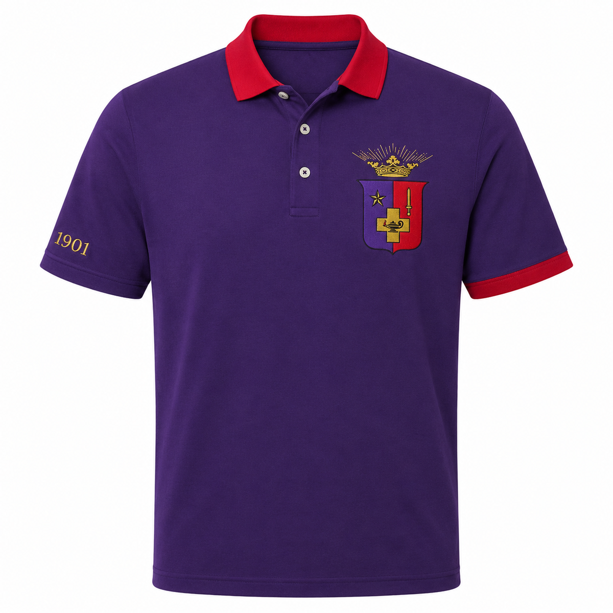 2 Tone Purple & Red Sigma Phi Epsilon Embroidered Polo Shirt – Personalized Fraternity Polo - product image 2