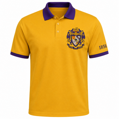 2 Tone Old Gold & Royal Purple Sigma Alpha Epsilon Embroidered Polo Shirt – Personalized Fraternity Polo - product image 1