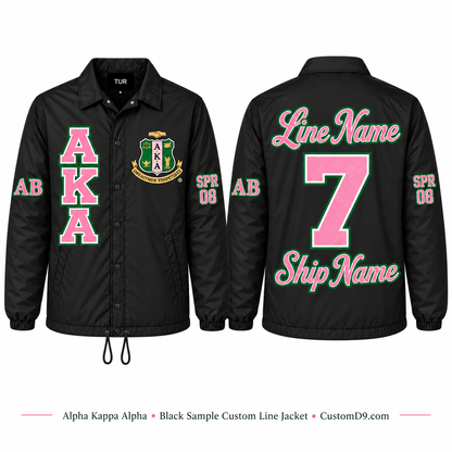 Alpha Kappa Alpha black custom line jacket front and back