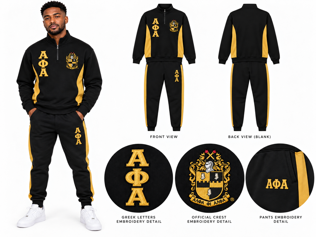 Custom Alpha Phi Alpha embroidered two-piece track suit