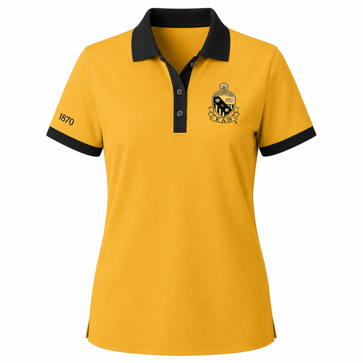 2 Tone Gold & Black Kappa Alpha Theta Embroidered Polo Shirt – Personalized Sorority Polo - product image 2
