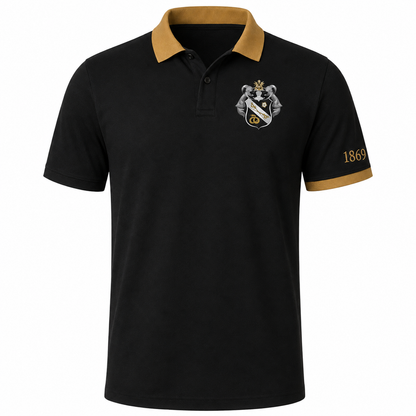2 Tone Black & Gold Sigma Nu Embroidered Polo Shirt – Personalized Fraternity Polo - product image 2